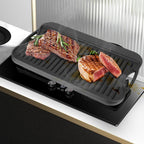 2 in 1 Reversible Cast Iron Griddle for Gas Grill, Flat Top Grill Pan for Gas Stove, Pre-Seasoned Oven Top pan,Upgrade Double Burner Griddle for Indoor & Outdoor Cooking Accessories, 17" X 10"