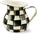 MACKENZIE-CHILDS Enamel Creamer, Creamer Dispenser with Pour Spout, Kitchen Enamelware, 14-Ounce Capacity, Black-and-White Courtly Check