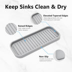 Silicone Sponge Holder 2 Pack, Dish Soap Holder for Kitchen Counter, Waterproof Sponge Soap Tray for Kitchen Sink Bathroom, Multipurpose Sink Caddy Organizer for Soap Dispenser Light Grey