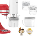 Shaved Ice Attachment and 2 Pack Ice Cream Maker Attachment Set Fit for KitchenAid Stand Mixer, BPA-Free, Compact Size Easy Store In The Freezer