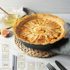 Sweejar Ceramic Pie Pan, 10 Inch Round Baking Dish, Non-Stick with Soft Wave Edge for Apple, Pumpkin, Pot Pies (Blue&Yellow)
