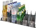 Upgraded Drink Organizer for Fridge – Adjustable Width Soda Can Organizer with Automatic Glide, Space-Saving Refrigerator Can Dispenser Holds Up to 30 Cans – Drink Holder for Fridge (6 Rows, Black)