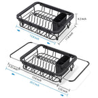 Over the Sink Dish Drying Rack,In Sink Dish Drying Racks,Expandable Dish Rack Over Sink Counter,Adjustable Dish Drainer for Inside Sink with Utensil Holder, Stainless Steel Dish Strainer Medium Size