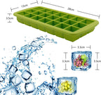 Ice Cube Trays 2 Pack, CREATESTAR Easy-Release Silicone & Flexible 21-Ice Trays with Removable Lid Food Grade Ice Tray for Whiskey, Cocktail, Spirits Drinks, Ice Cube Molds BPA Free (Green, 2Pack)