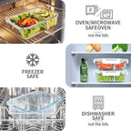 KOMUEE 10 Packs 30oz Glass Meal Prep Containers 2 Compartments,Glass Food Storage Containers with Lids,Airtight Lunch Bento Boxes,Oven,Freezer and Dishwasher Safe, White