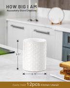 Nucookery 6.4'' Utensil Holder - Ceramic Utensil Holder for Kitchen Counter, Large Capacity Countertop Storage, Farmhouse Style Utensil Crock Organizer for Spoons, Spatulas & Cooking Tools