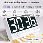 Digital Kitchen Timer with 7.1” Extra Large Display, Rechargeable Magnetic LED Countdown/Up Memory Timer with 6 Alarms & 4 Volume Levels for Cooking, Classroom, Office, Home Gym (White)