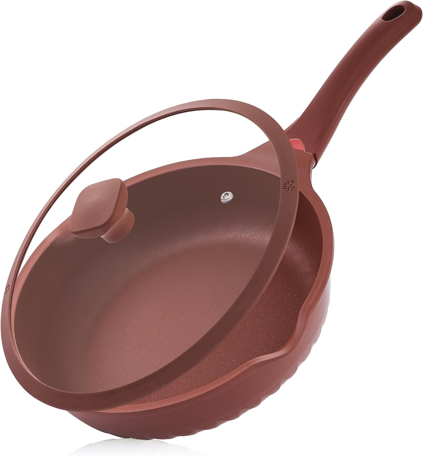 Vinchef Nonstick Toxin-Free Ceramic Cookware Deep Frying Pan Saute Pan with Lid, 12in/5.5Qt Fry Pan, German 3C+ Ceramic Coating Technology, Heat Indicator, Induction Compatible