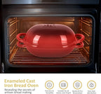 Dutch Oven for Bread Baking – Premium Cast Iron Pot with Lid – Perfect for Sourdough, Artisan Loaves & No-Knead Bread – 2 QT / 1.9L (Enameled, Round, Oven & Stovetop Safe), Red