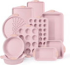 Country Kitchen Nonstick Stackable Bakeware Set - Heavy Duty, Durable, Easy Release Baking Set, Pink, 10 Pcs