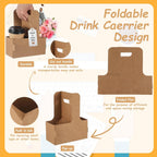 10 Pack 2 Cup Disposable Drink Carrier with Handle Paperboard Coffee Cup Holder Portable for Hot Cold Drinks Food Delivery Services with Heart Card for Teacher Appreciation Week Mother's Day