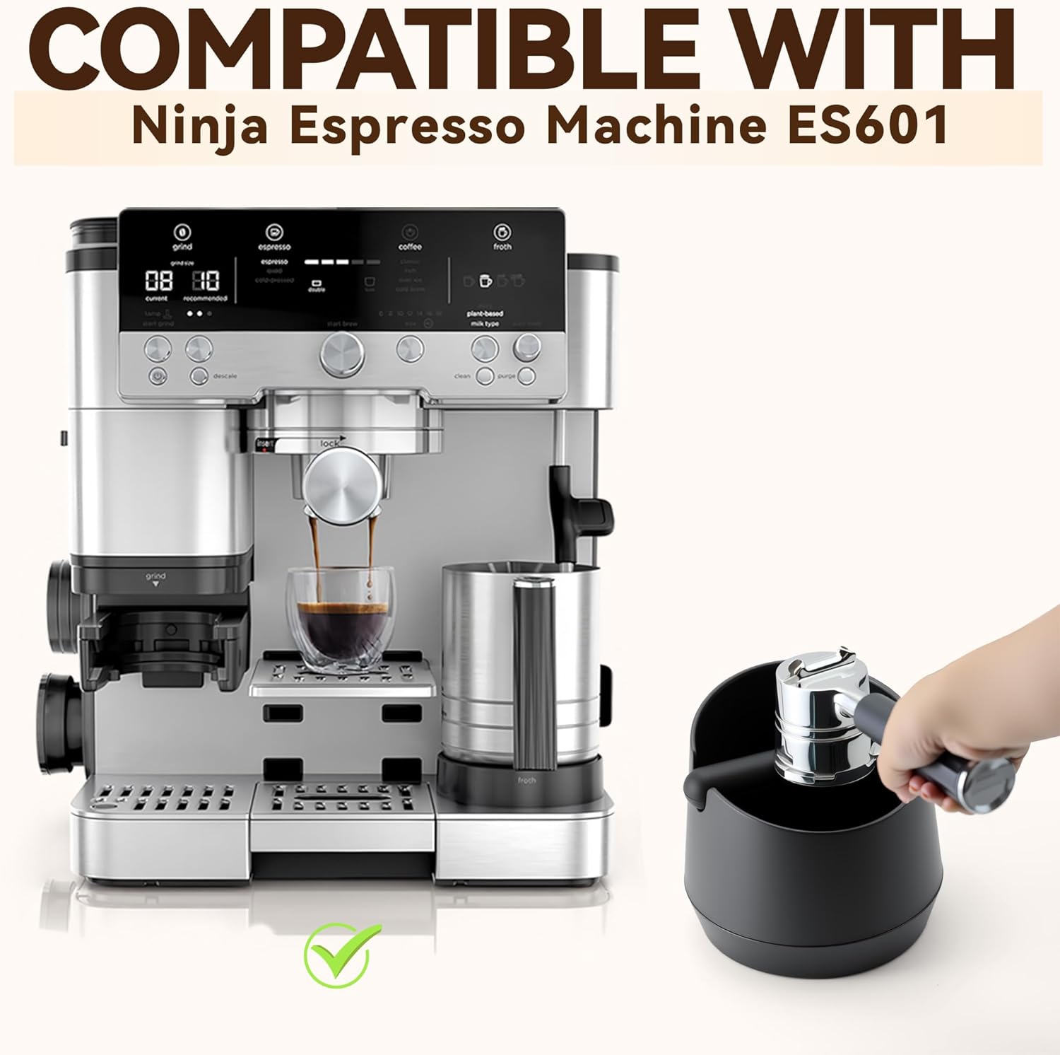 Knock Box Compatible with Ninja Espresso Machine, Large Capacity Black Coffee Knock Box for Ninja Espresso Maker Accessories