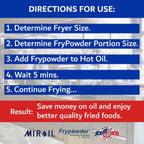 MirOil P46C Fry Powder Oil Stabilizer and Filter Aid, 46 x Size C Portion Pack(160ML Each) Fry Powder, Food Centers Cook Hotter, Deep Fryer Cooking Oil Saver Helps Save Grease & Remove Carbon Deposits