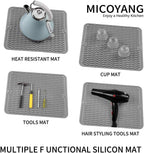 Silicone Dish Drying Mat for Multiple Usage,Easy clean,Eco-friendly,Heat-resistant Silicone Mat for Kitchen Counter or Sink,Refrigerator or drawer liner Grey L 16 inches x 12 inches