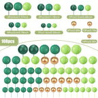 108 Pcs Balls Cake Topper DIY Cupcake Insert Foam Balloons for Cake Baking Wedding Anniversary Birthday Decoration(Assorted Green, Gold,Multi Sizes)