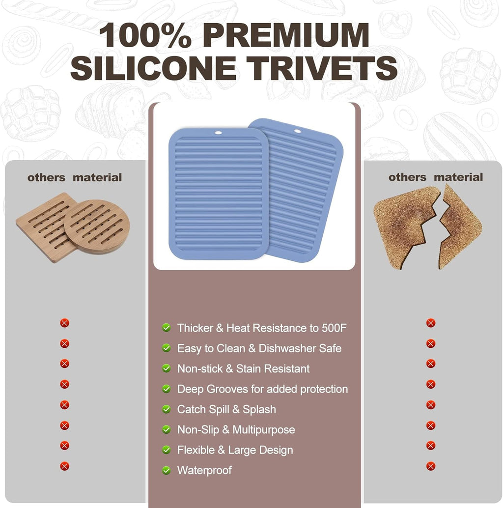 Joyhalo Silicone Trivet Mats Pot Holder Hot Pads Plate Holder Gripper Pad Garlic Peeler Drying Mat Coasters