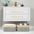 TheWarmHome Storage Basket - 15.7L×11.8W×8.3H 1 Pack Large Baskets for Organizing Shelves, Storage Bins for Clothes Book Shelf Home Fabric Storage Cubes (Gold and Grey)