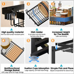 ADBIU Over The Sink Dish Drying Rack (Expandable Height and Length) Snap-On Design 2 Tier Large Dish Rack 31-39.4L x 12W x 34-38H inches