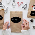 Black Labels Stickers, 250 PCS 3" x 2" Fancy Shape Sticker for Storage Box or Food Jars Holiday Present Christmas Gift Tags