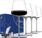 Red Wine Glasses Set of 4-18 oz Hand Blown Crystal Modern Wine Glasses-Unique square wine glasses with flat bottom For Cabernet, Pinot Noir, Burgundy