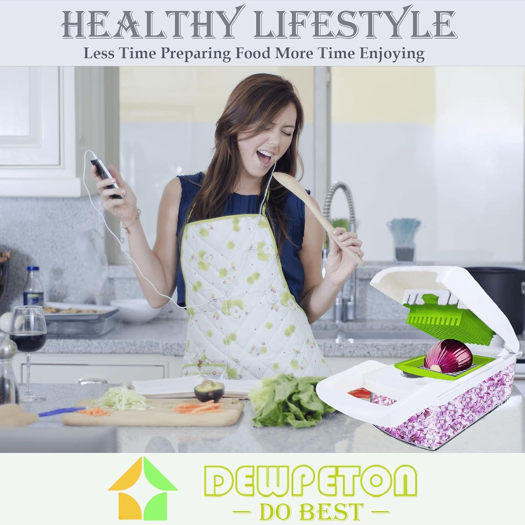 Pro-Series 16-in-1 Mandoline Slicer & Spiralizer, Veggie Chopper with Container for Onion Salad & More