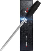 TUO Honing Rod, Knife Sharpening Rod 8 Inch, High Carbon German Steel Knife Sharpener with Ergonomic Pakkawood Handle, Premium Honing Steel for Kitchen Knives Blade Maintenance, Black Hawk Series