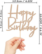 Happy Birthday Cake Topper - Glitter Rose Gold Birthday Cake Top Decorations (Rose Gold)