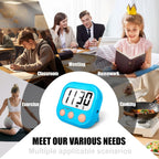 12 Pack Kitchen Timers Loud Ring Digital Timers for Cooking Magnetic Blue