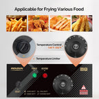 ROVSUN 11.4QT Electric Commercial Deep Fryer with Basket & Lid, Countertop Kitchen Frying Machine, Temperature Adjustable Stainless Steel French Fryer for French Fries Donuts Onion Rings 2500W