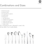 Silverware Set for 8 with Serving Utensils, 18/10 Stainless Steel Flatware, Mirror Finish, Dishwasher Safe, Heavy-Duty Cutlery, Built to Last (45-Piece Including a Serving Set, Fidenza)