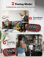 DOOMAY Digital Kitchen Visual Timer: 3.6'' Large LED Display, Magnetic, 3 Brightness, 4 Alarms and Volume, Memory Function, Countdown Count up for Cooking, Classroom, Home Gym, AAA Battery Included