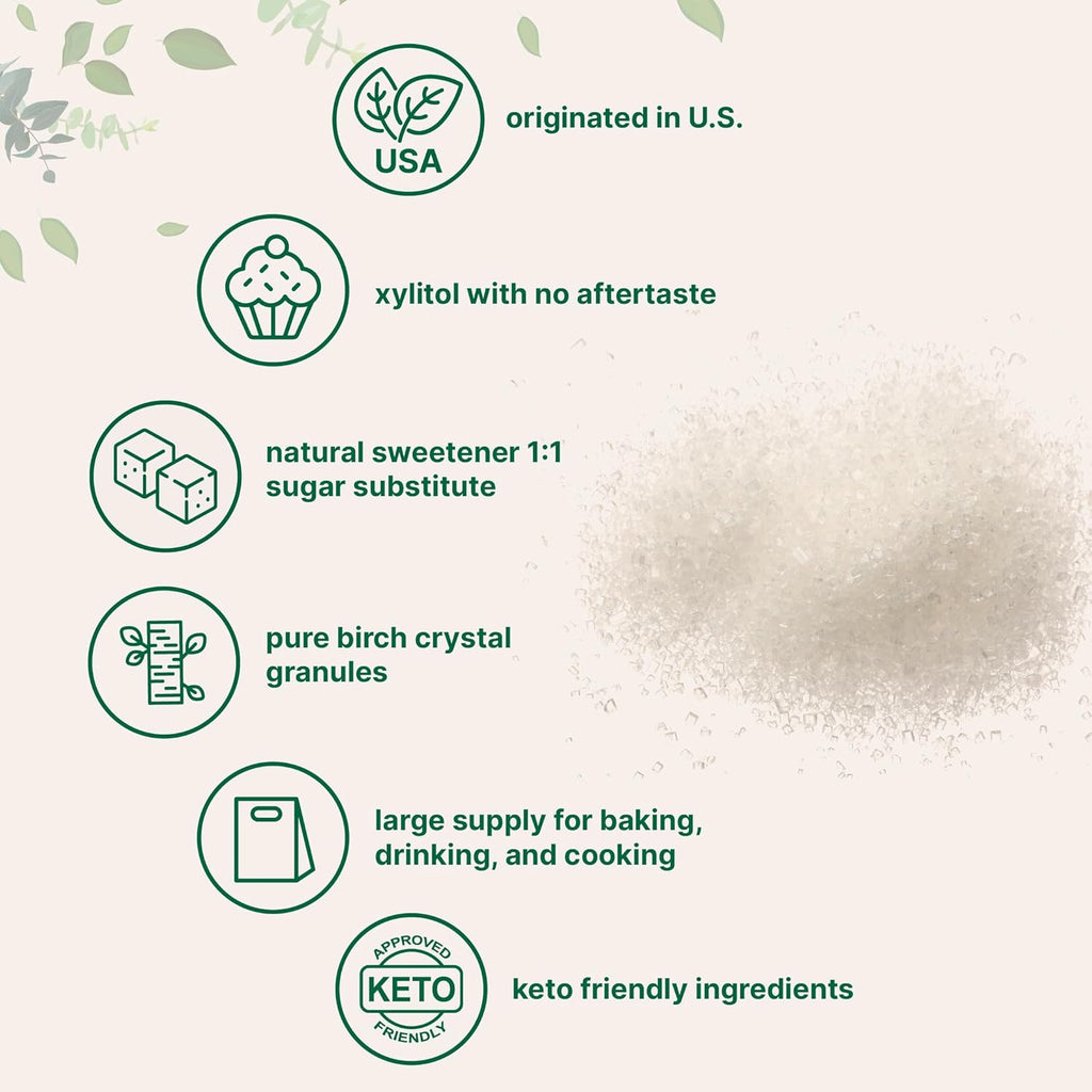 Xylitol Sweetener, 6 Pounds, Natural Sweetener, 1:1 Sugar Substitute and Low Calorie, Great for Baking and Cooking, No After Taste, Keto Friendly