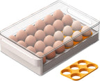 vacane Egg Storage Container for Refrigerator BPA Free Refrigerator Organizer Bins,Stackable Egg Holder for Refrigerator,24 Egg Tray,Clear Egg Drawer