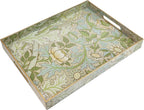 Spsyrine Serving Tray with Handles, Plastic Decorative Tray for Coffee Table, Living Room, Home Decor, Dianthus