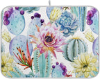 Cactus Succulent Plant Dish Drying Mat for Kitchen Counter Absorbent Microfiber Drying Pad, Medium 16x18 in, Reversible Drainer Mats