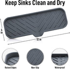 Zulay Kitchen Large Silicone Sponge Holder (12x4) – Flexible Sink Organizer Tray for Kitchen & Bathroom – Multipurpose Soap Dish for Sponges, Makeup, Trinkets & More (Grey)