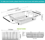 iPEGTOP Expandable Dish Drying Rack Organizer and Utensil Cutlery Holder, 304 Stainless Steel Over Sink Dish Rack, Dish Drainer in Sink or On Counter, Rustproof