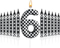 13 Pcs Racing Cars Themed Birthday Candles 12 Black and White Race Number 6 Checkered Candle Cake Topper for Racing Car Party Decoration Supplies (Number 6)