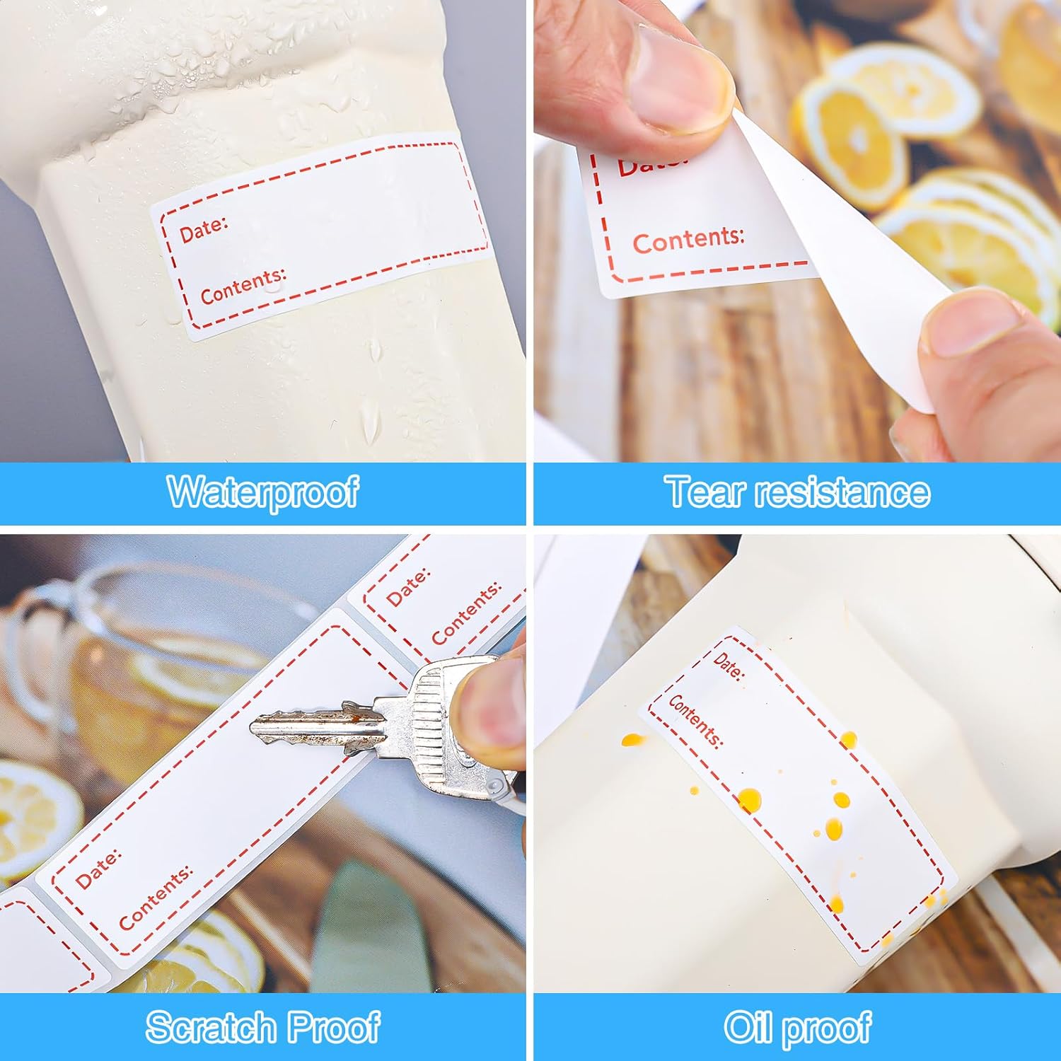 2000Pcs Removable Freezer Labels,1 x 3 Inch Food Labels for Food Containers Food Date Stickers Refrigerator Food Storage Labels Easy Clean No Residue