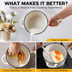 2 Quart Saucepan Dutch Oven, Onader Enameled Cast Iron Sauce Pan Pot with Lid, Small Cooking Kitchen Pot, Nonstick & Oven Safe – White
