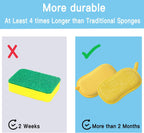 Dish Sponge Kitchen Sponges,Scrub Sponges,Double Sided Cleaning,Non Scratch,Ultra fine Fiber Wiping+Stainless Steel Wire to Remove Stubborn Stains,Durable Thickening (Large 6-Pack)
