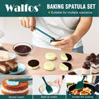 Walfos Silicone Spatula Set of 5 - (600°F) High Heat Resistant Dark Green Kitchen Scraper Spatulas, One-Pieces Seamless Design, Perfect for Cooking Mixing & Baking - BPA Free and Dishwasher Safe