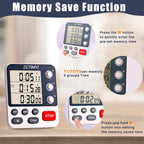 Dual Digital Timer for Kitchen Cooking, 3 Channels Count Down/Up Triple Timer with Memory Presets Magnetic Back & Large Display Adjustable Alarm Volume, Multi Times Management Suit for Baking, White