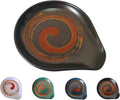 Ceramic Spoon Rest for Stove Top, Hand Painted Brown Swirl Spoon Rest for Kitchen Counter, Retro Cooking Spoon Holder for Kitchen Counter, Utensil Rest for Spatula Ladle or Tong (Matte Black)