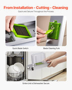 VEVOR Vegetable Chopper, Food Veggie Cutter with 3 Stainless Steel Blades, Onion Slicer with Container, Salad Potato Dicer Kitchen Gadgets & Essentials Home Appliances Tools for Easy DIY, Silver