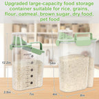 Rice Storage Container, Cereal Containers Storage, Dry Food Airtight Dispenser BPA Free, Clear Plastic Kitchen and Pantry Organization Bin (1, Avocado Green, 5.28Qt)