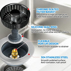 zaa Kitchen Sink Drain Strainer - Kitchen Sink Stopper, 304 Stainless Steel Sink Drain Stopper, Sink Protector for Kitchen with Anti-Clog Filter, Fit US Standard 3-1/2'' Sink Drain Hole, Black