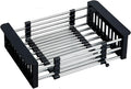 COVRA Over Sink Dish Drying Rack, Stainless Steel Drainer for 11"-19" Sinks, Kitchen Countertop Organizer for Dishes, Vegetables, and Fruits (Black)