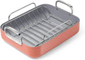 Caraway Roasting Pan - 16x13” Roasting Pan with Rack - Non-Stick Ceramic Coated - Non Toxic, PTFE & PFOA Free - Oven Safe & Compatible with All Stovetops - Perracotta