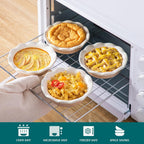 vancasso Mini Pie Pans Set of 6, 5.2 inch Ceramic Small Pie Plate for Baking, Shallow Ramekins Mini Pie Dish with Ruffled Edge for Chicken Pot Pie, Cake, Quiche, Tart, Cream Colored
